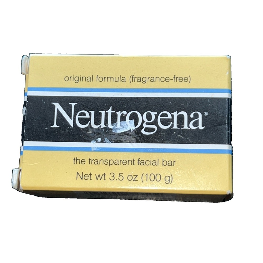 Neutrogena Soap Transparent Facial Bar Original Fragrance Free 1988 Yellow Box